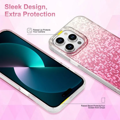 For iPhone 15 Pro Cell Phone Cases IMD Sparkle Rhombus Pattern TPU+PC Back Cover