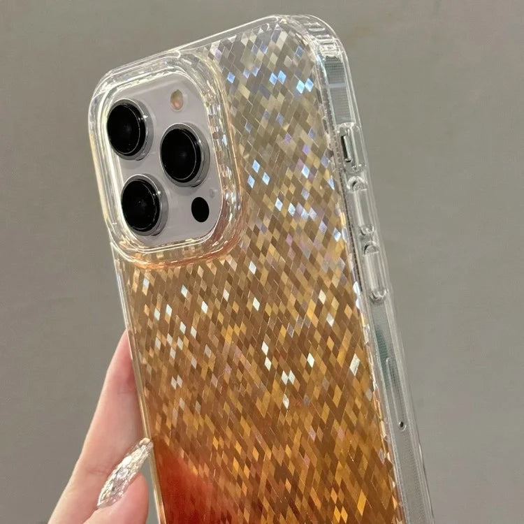 For iPhone 15 Pro Cell Phone Cases IMD Sparkle Rhombus Pattern TPU+PC Back Cover