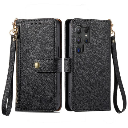 For Samsung Galaxy S24 Ultra RFID Blocking Case Zipper Pocket PU+TPU Phone Cover