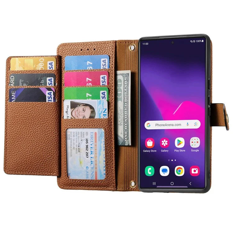 For Samsung Galaxy S24 Ultra RFID Blocking Case Zipper Pocket PU+TPU Phone Cover