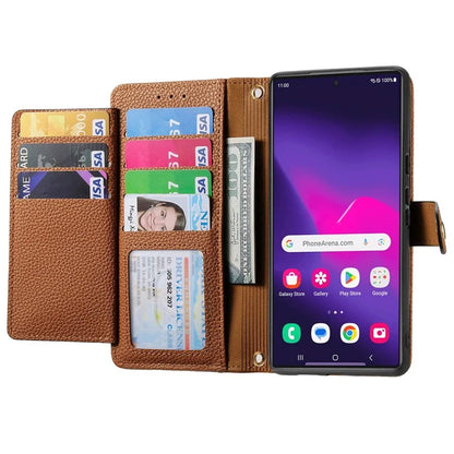 For Samsung Galaxy S24 Ultra RFID Blocking Case Zipper Pocket PU+TPU Phone Cover