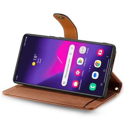 For Samsung Galaxy S24 Ultra RFID Blocking Case Zipper Pocket PU+TPU Phone Cover