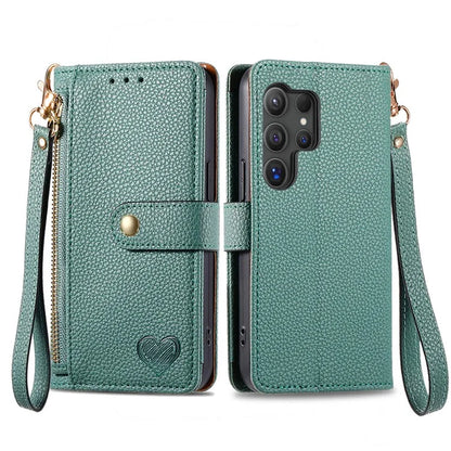 For Samsung Galaxy S24 Ultra RFID Blocking Case Zipper Pocket PU+TPU Phone Cover