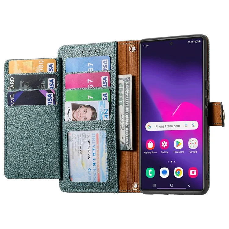 For Samsung Galaxy S24 Ultra RFID Blocking Case Zipper Pocket PU+TPU Phone Cover