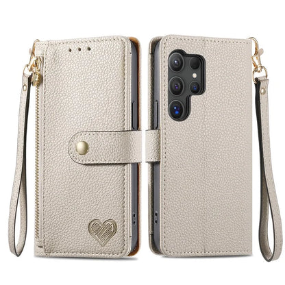 For Samsung Galaxy S24 Ultra RFID Blocking Case Zipper Pocket PU+TPU Phone Cover