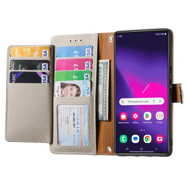 For Samsung Galaxy S24 Ultra RFID Blocking Case Zipper Pocket PU+TPU Phone Cover