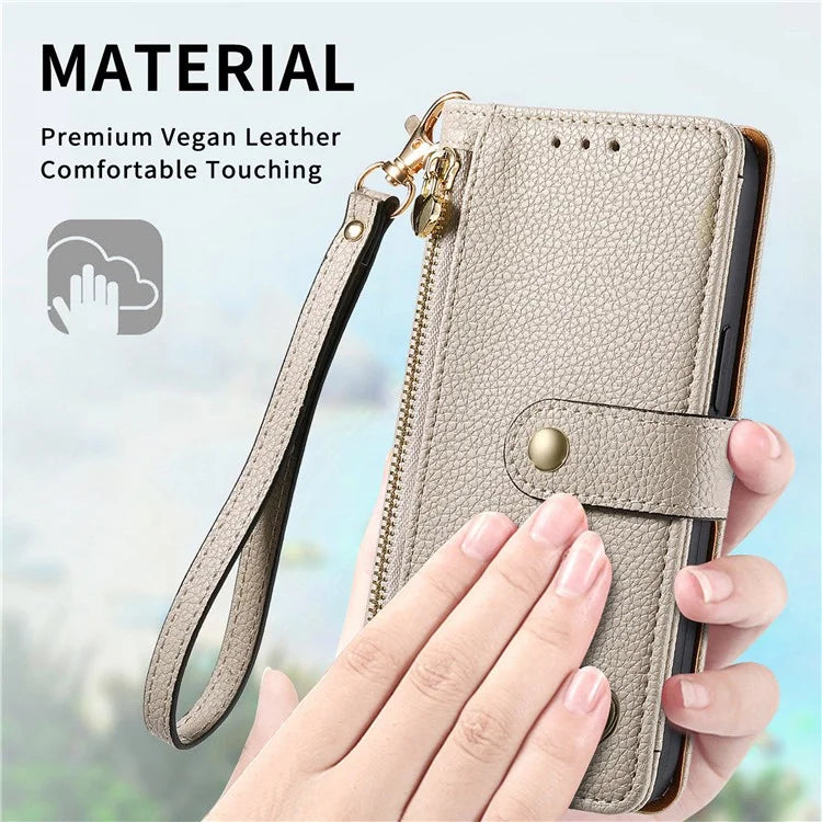 For Samsung Galaxy S24 Ultra RFID Blocking Case Zipper Pocket PU+TPU Phone Cover