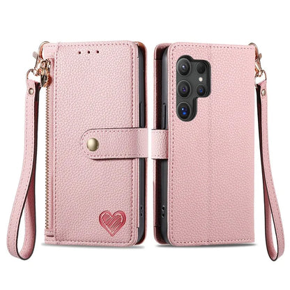 For Samsung Galaxy S24 Ultra RFID Blocking Case Zipper Pocket PU+TPU Phone Cover