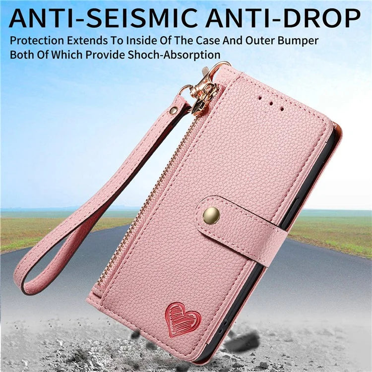 For Samsung Galaxy S24 Ultra RFID Blocking Case Zipper Pocket PU+TPU Phone Cover