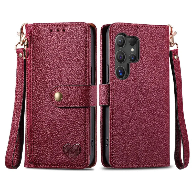 For Samsung Galaxy S24 Ultra RFID Blocking Case Zipper Pocket PU+TPU Phone Cover