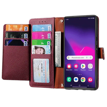 For Samsung Galaxy S24 Ultra RFID Blocking Case Zipper Pocket PU+TPU Phone Cover