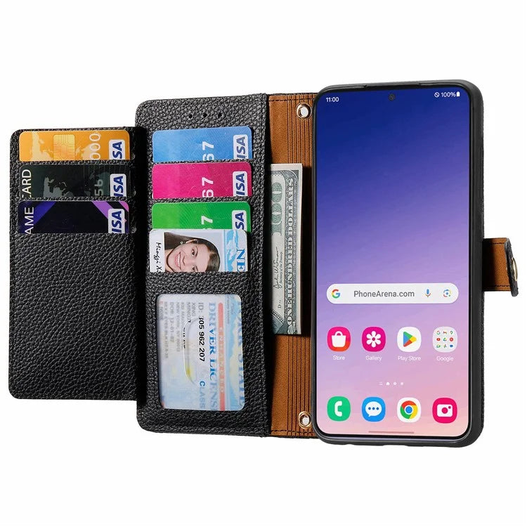 For Samsung Galaxy S24+ Leather Case RFID Blocking Zipper Wallet Phone Cover