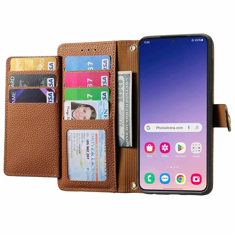 For Samsung Galaxy S24+ Leather Case RFID Blocking Zipper Walet Phone Cover