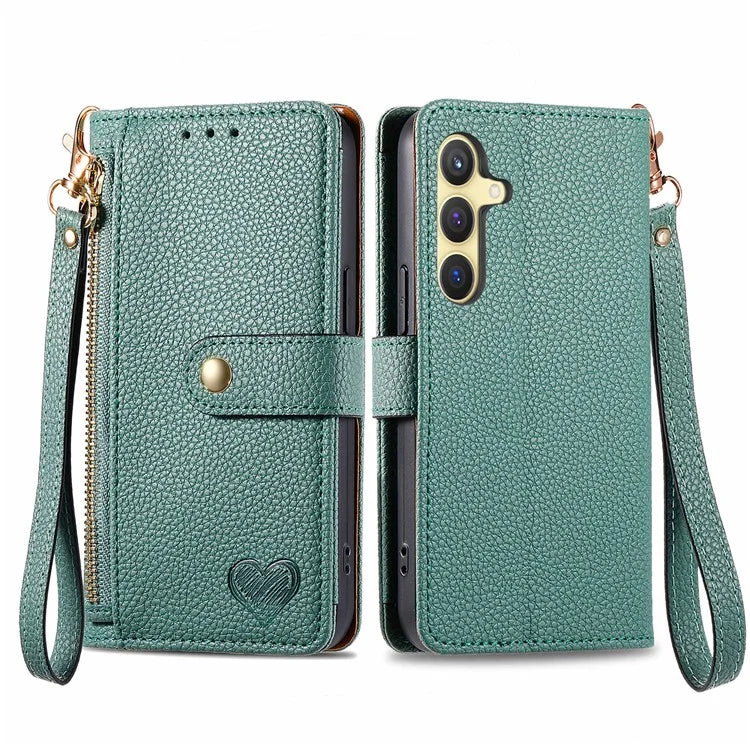 For Samsung Galaxy S24+ Leather Case RFID Blocking Zipper Walet Phone Cover