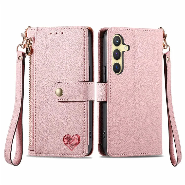 For Samsung Galaxy S24+ Leather Case RFID Blocking Zipper Walet Phone Cover