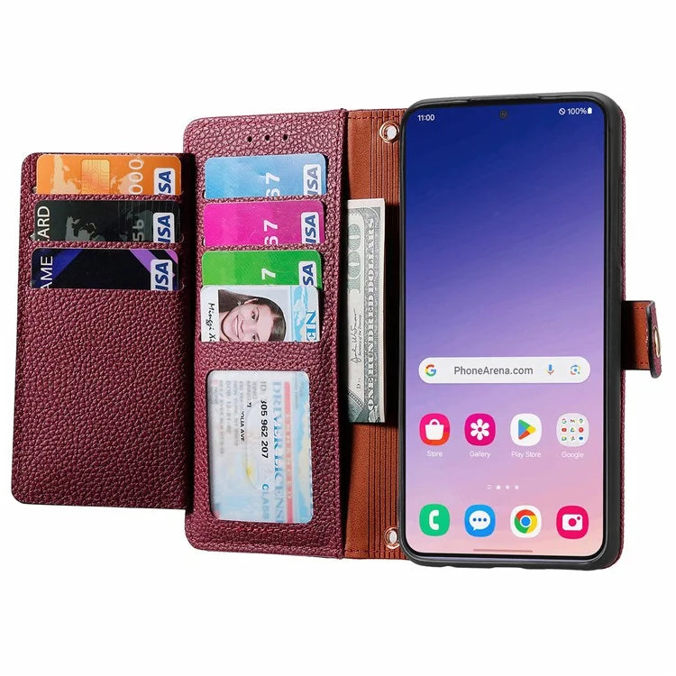 For Samsung Galaxy S24+ Leather Case RFID Blocking Zipper Walet Phone Cover