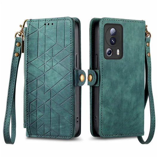 For Xiaomi 13 Lite / Civi 2 5G Case Zipper Wallet Leather Geometry Phone Cover