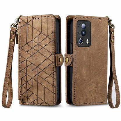 For Xiaomi 13 Lite / Civi 2 5G Case Zipper Wallet Leather Geometry Phone Cover