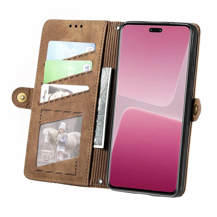 For Xiaomi 13 Lite / Civi 2 5G Case Zipper Wallet Leather Geometry Phone Cover