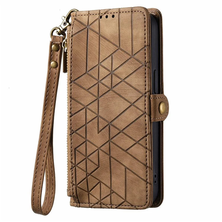 For Xiaomi 13 Lite / Civi 2 5G Case Zipper Wallet Leather Geometry Phone Cover