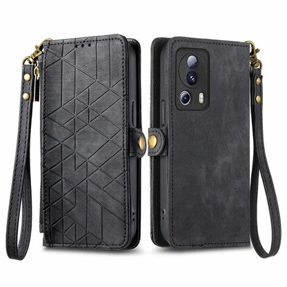 For Xiaomi 13 Lite / Civi 2 5G Case Zipper Wallet Leather Geometry Phone Cover