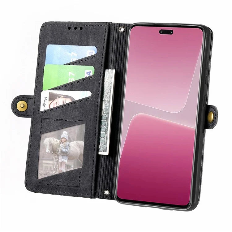 For Xiaomi 13 Lite / Civi 2 5G Case Zipper Wallet Leather Geometry Phone Cover