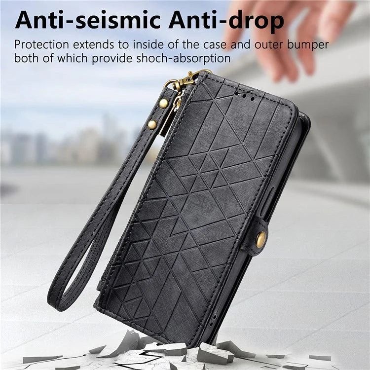 For Xiaomi 13 Lite / Civi 2 5G Case Zipper Wallet Leather Geometry Phone Cover