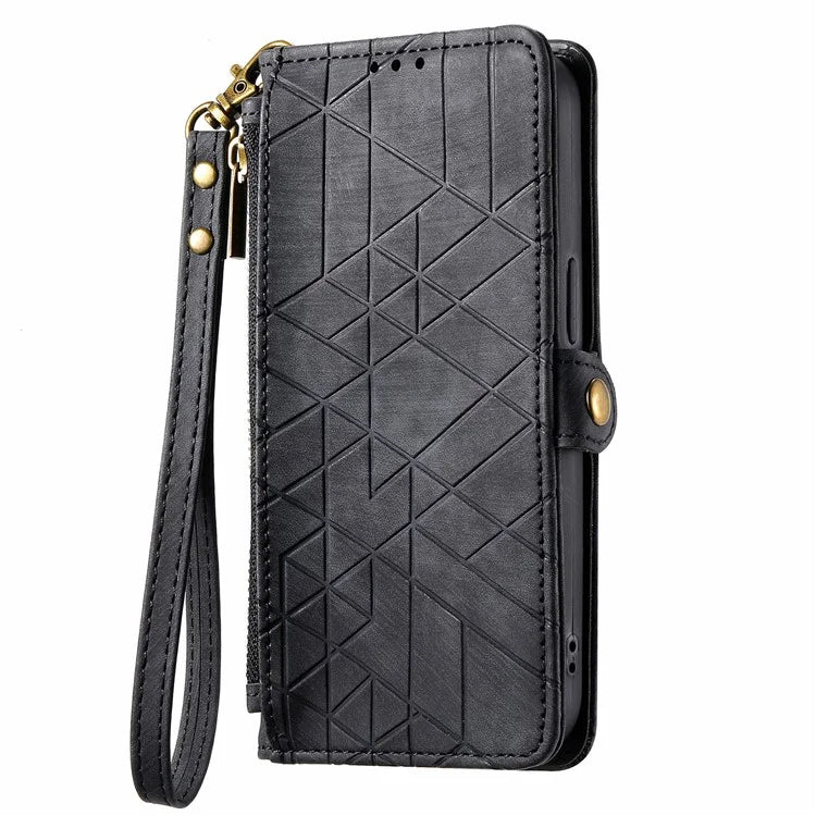 For Xiaomi 13 Lite / Civi 2 5G Case Zipper Wallet Leather Geometry Phone Cover