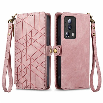 For Xiaomi 13 Lite / Civi 2 5G Case Zipper Wallet Leather Geometry Phone Cover