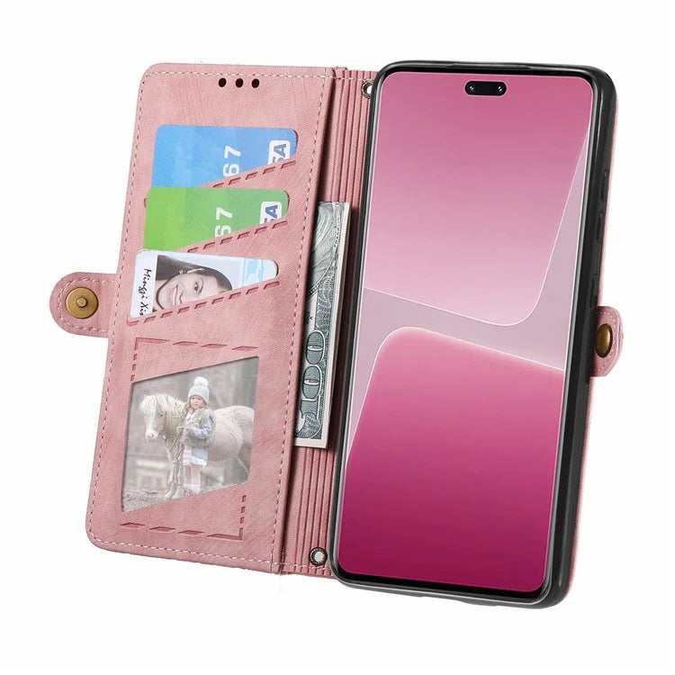 For Xiaomi 13 Lite / Civi 2 5G Case Zipper Wallet Leather Geometry Phone Cover