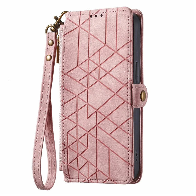 For Xiaomi 13 Lite / Civi 2 5G Case Zipper Wallet Leather Geometry Phone Cover