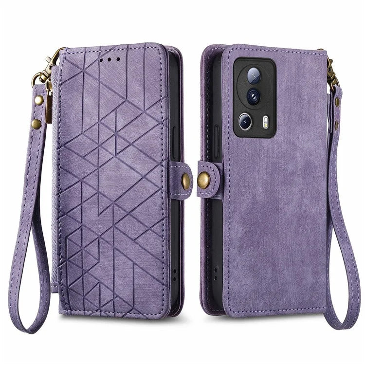 For Xiaomi 13 Lite / Civi 2 5G Case Zipper Wallet Leather Geometry Phone Cover