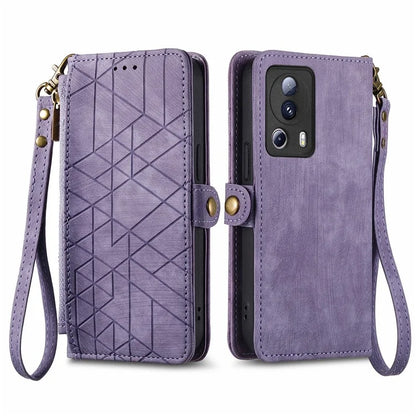 For Xiaomi 13 Lite / Civi 2 5G Case Zipper Wallet Leather Geometry Phone Cover