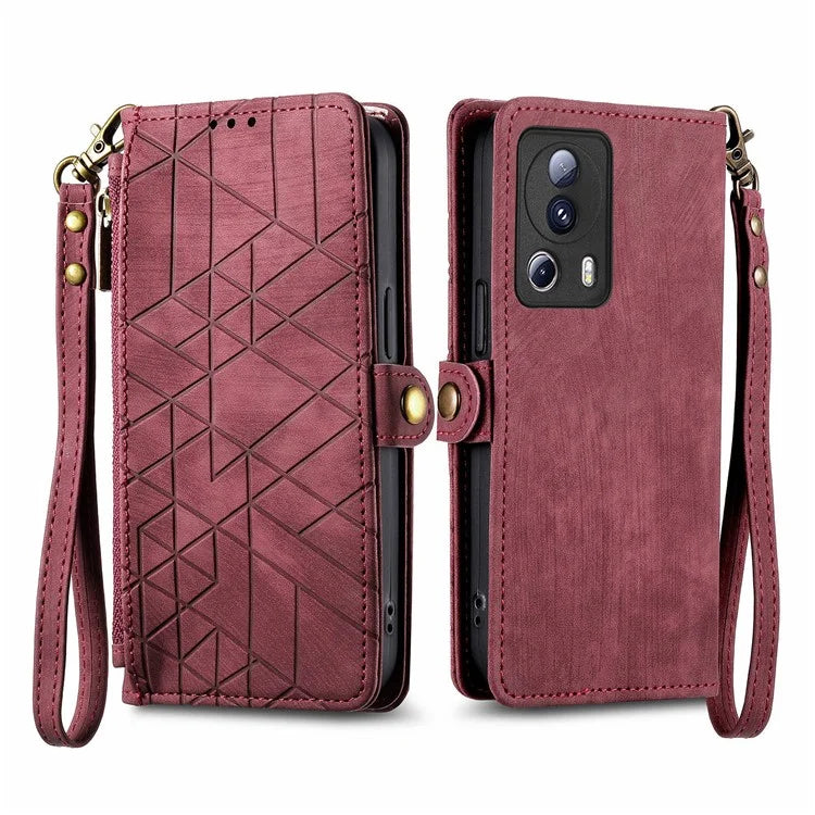 For Xiaomi 13 Lite / Civi 2 5G Case Zipper Wallet Leather Geometry Phone Cover