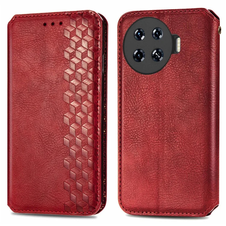 For TECNO Spark 20 Pro+ Case Rhombus Wallet Leather Folio Flip Phone Cover