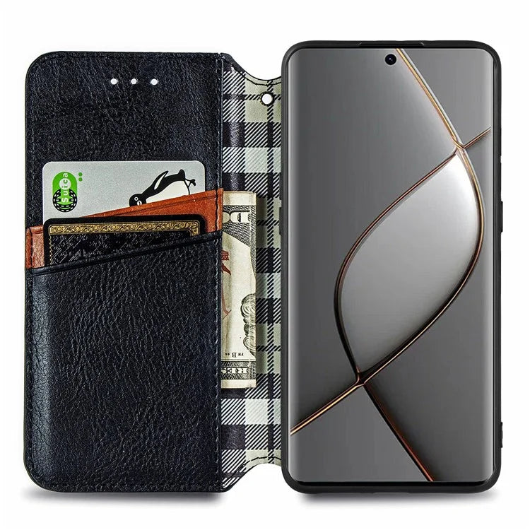 For TECNO Spark 20 Pro+ Case Rhombus Wallet Leather Folio Flip Phone Cover