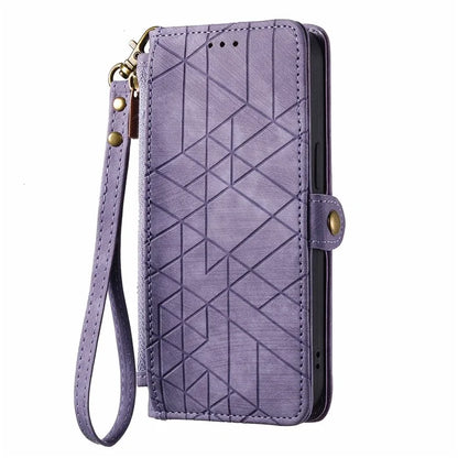 Leather Case for Google Pixel 9 / Pixel 9 Pro Zipper Pocket Wallet Geometry Flip Phone Cover