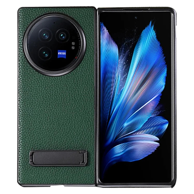 For vivo X Fold3 Phone Cover PC+PU Leather Hidden Kickstand Back Case