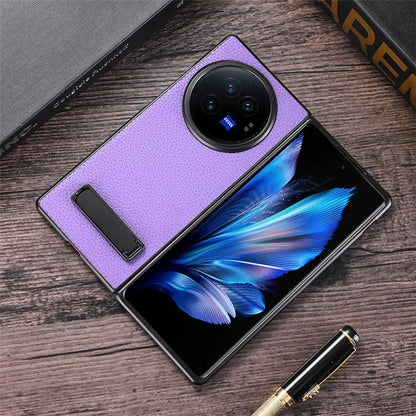 For vivo X Fold3 Phone Cover PC+PU Leather Hidden Kickstand Back Case