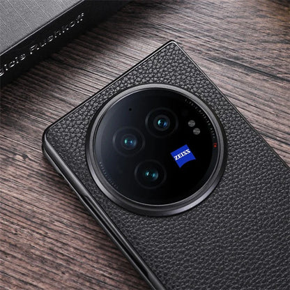 For vivo X Fold3 Phone Cover PC+PU Leather Hidden Kickstand Back Case