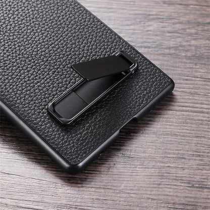 For vivo X Fold3 Pro Cell Phone Cover Drop-proof PC+PU Leather Hidden Kickstand Case