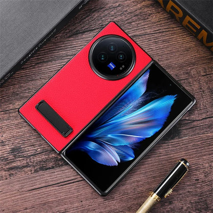 For vivo X Fold3 Pro Cell Phone Cover Drop-proof PC+PU Leather Hidden Kickstand Case