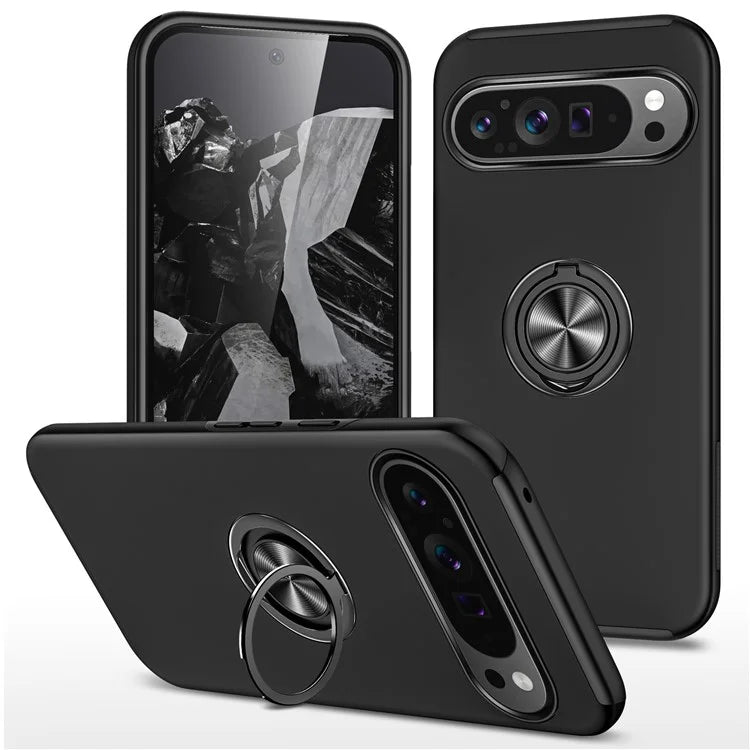 For Google Pixel 9 Pro XL Back Case Kickstand PC+TPU Shock-Absorbent Phone Cover