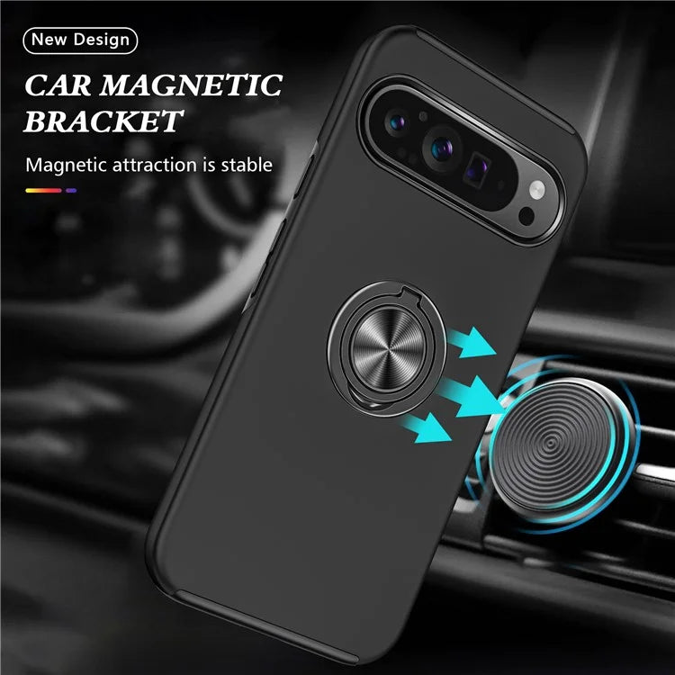 For Google Pixel 9 Pro XL Back Case Kickstand PC+TPU Shock-Absorbent Phone Cover