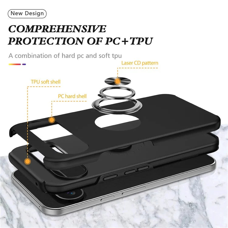 For Google Pixel 9 Pro XL Back Case Kickstand PC+TPU Shock-Absorbent Phone Cover