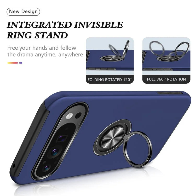 For Google Pixel 9 Pro XL Back Case Kickstand PC+TPU Shock-Absorbent Phone Cover