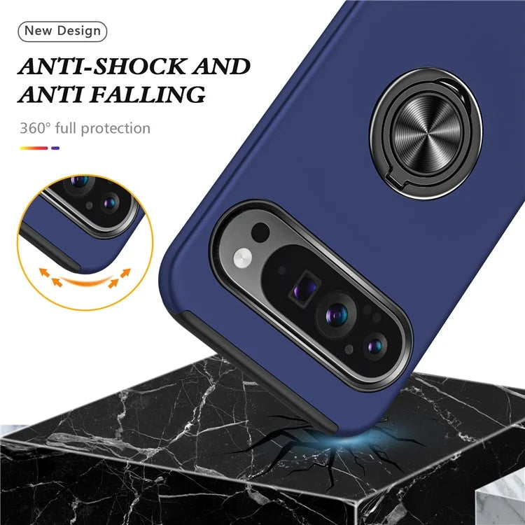 For Google Pixel 9 Pro XL Back Case Kickstand PC+TPU Shock-Absorbent Phone Cover