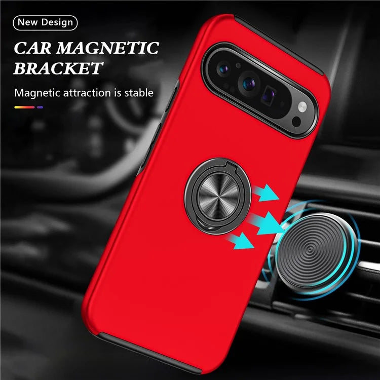 For Google Pixel 9 Pro XL Back Case Kickstand PC+TPU Shock-Absorbent Phone Cover