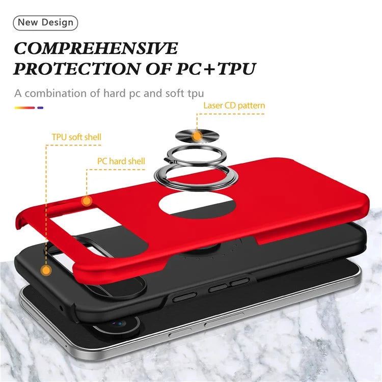 For Google Pixel 9 Pro XL Back Case Kickstand PC+TPU Shock-Absorbent Phone Cover