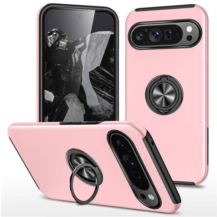 For Google Pixel 9 Pro XL Back Case Kickstand PC+TPU Shock-Absorbent Phone Cover